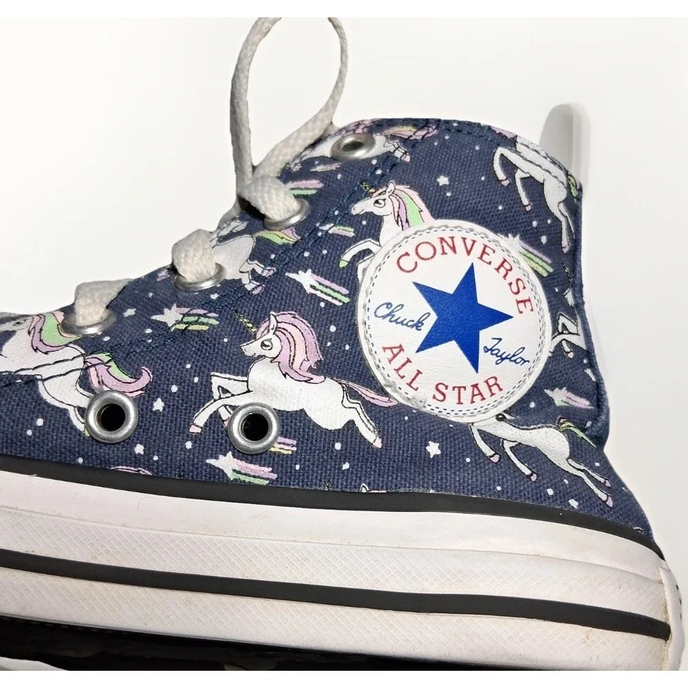 Converse Chuck Taylor All Star Junior 13 Navy Unicorn Print High Top